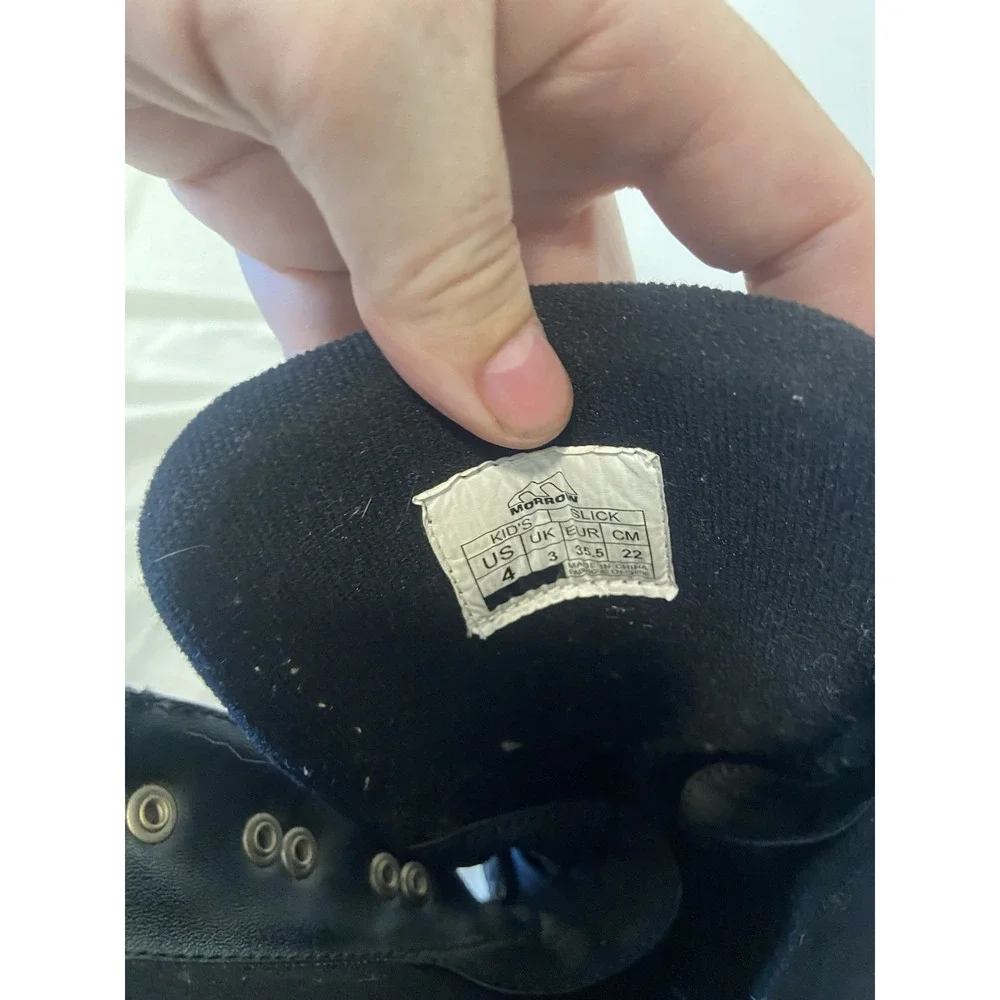 Kids Morrow Black Slick Lace Up Snowboard Boots-New‎ Without Box-Size 4